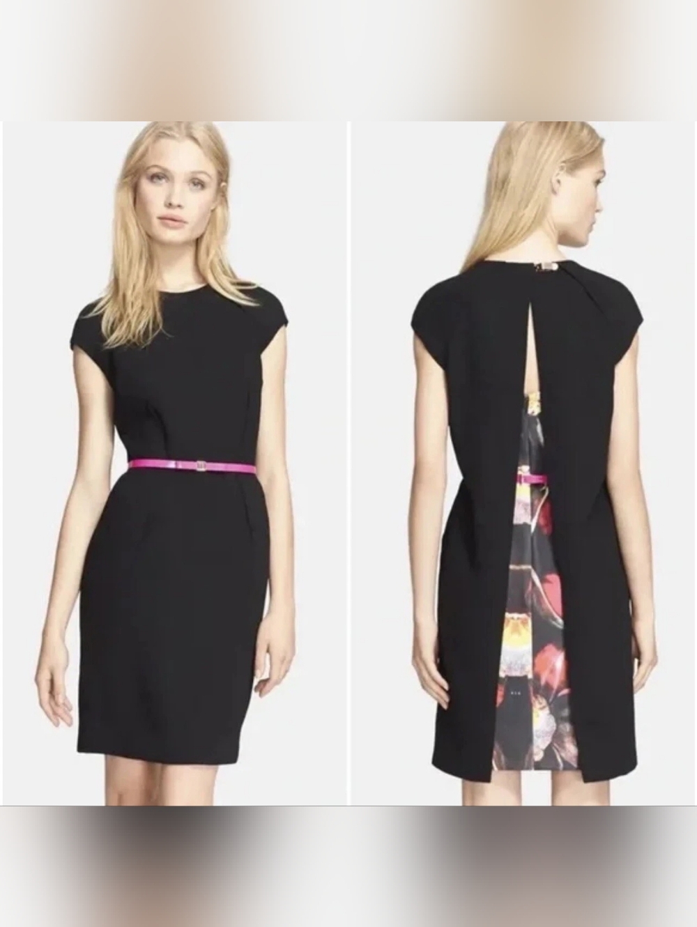 NWT Ted Baker Ted Baker London Rozean Black Dress, Size / Red Size 3 US Size 6-8